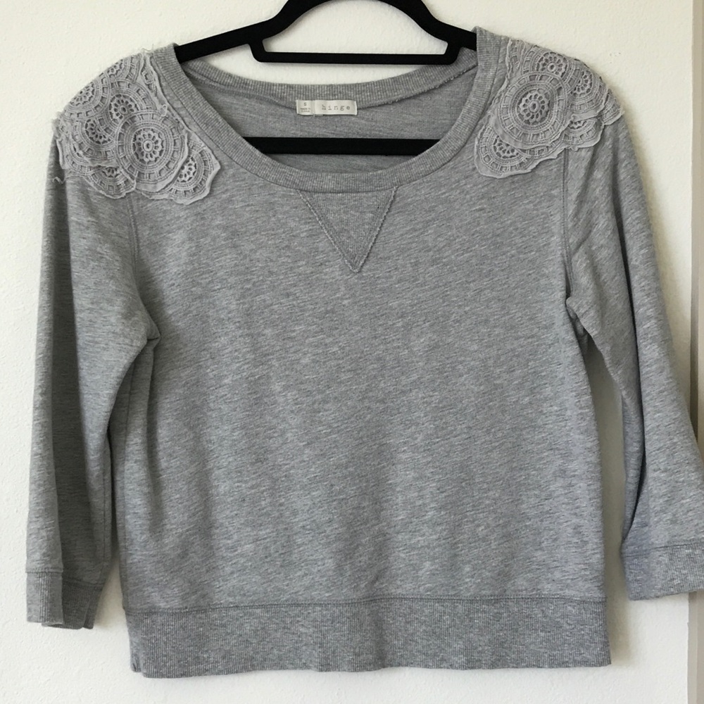 Gray Cropped Hinge Sweatshirt with shoulder detail